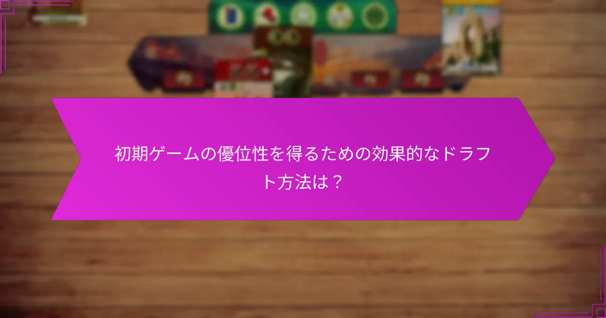 初期ゲームの優位性を得るための効果的なドラフト方法は？