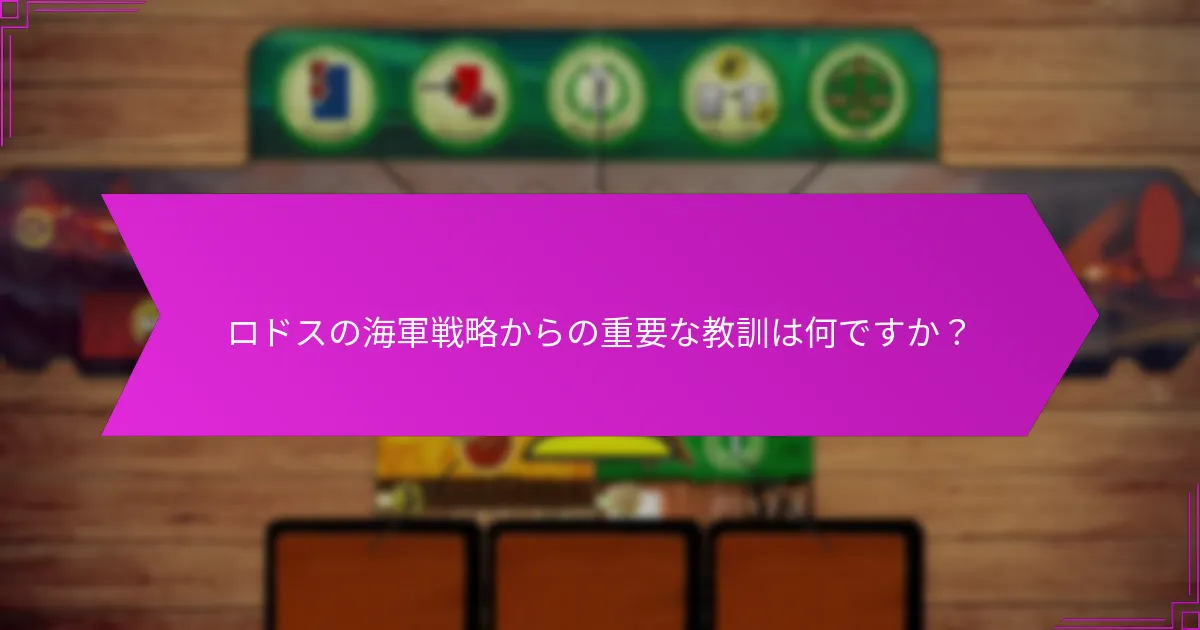 ロドスの海軍戦略からの重要な教訓は何ですか？
